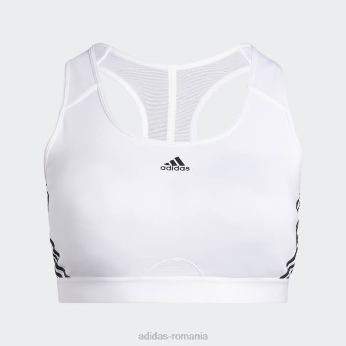 Adidas alb powerreact training sutien mediu 3 dungi (plus marime) fierbinte femei alb negru 2JBN2447