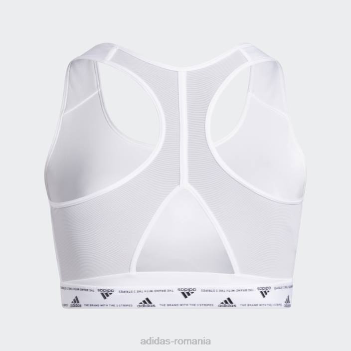 Adidas alb powerreact training sutien mediu 3 dungi (plus marime) fierbinte femei alb negru 2JBN2447
