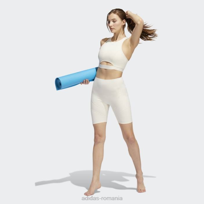 Adidas alb yoga 4 elemente studio buzunar colanti scurti fierbinti femei alb 2JBN10489