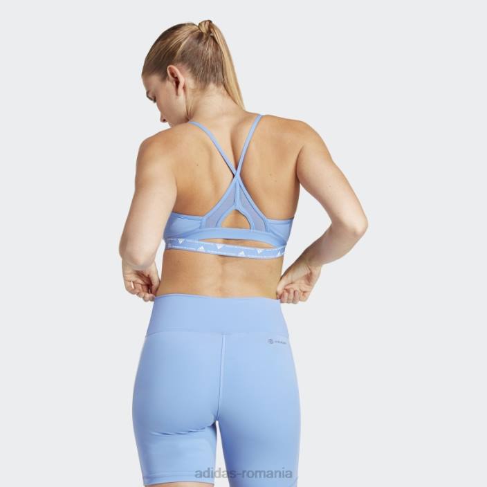 Adidas albastru aeroreact antrenament light-support sutien cu 3 dungi fierbinte femei albastru alb 2JBN17154
