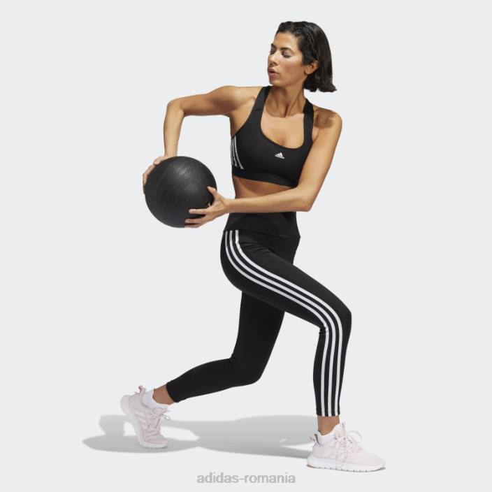 Adidas black hot powerreact training sutien mediu cu 3 dungi femei alb negru 2JBN16486