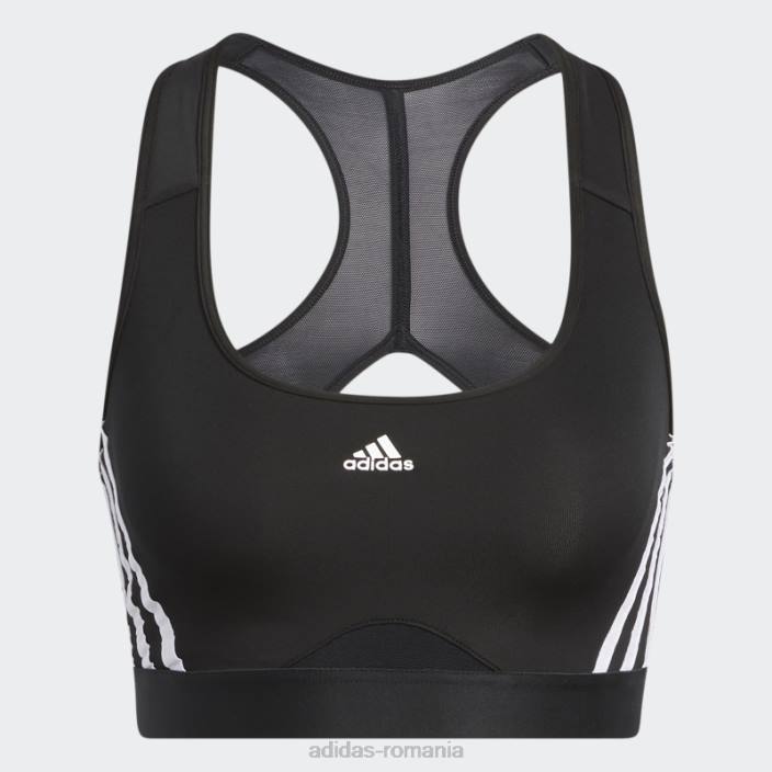 Adidas black hot powerreact training sutien mediu cu 3 dungi femei alb negru 2JBN16486