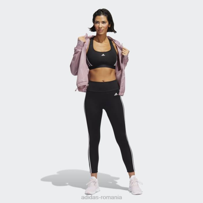 Adidas black hot powerreact training sutien mediu cu 3 dungi femei alb negru 2JBN16486
