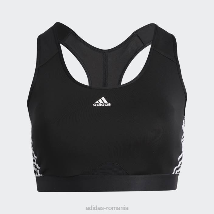 Adidas black powerreact training sutien mediu 3 dungi (plus marime) fierbinte femei alb negru 2JBN9865