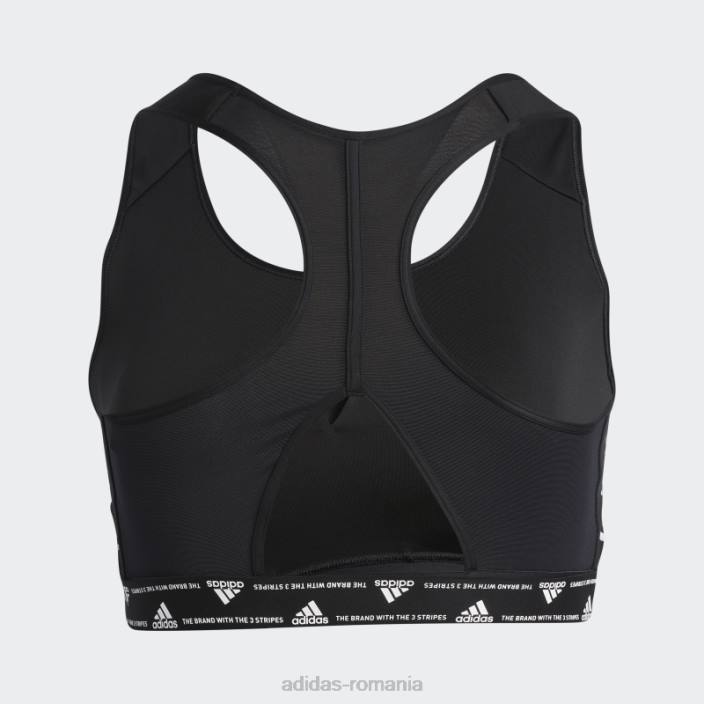 Adidas black powerreact training sutien mediu 3 dungi (plus marime) fierbinte femei alb negru 2JBN9865