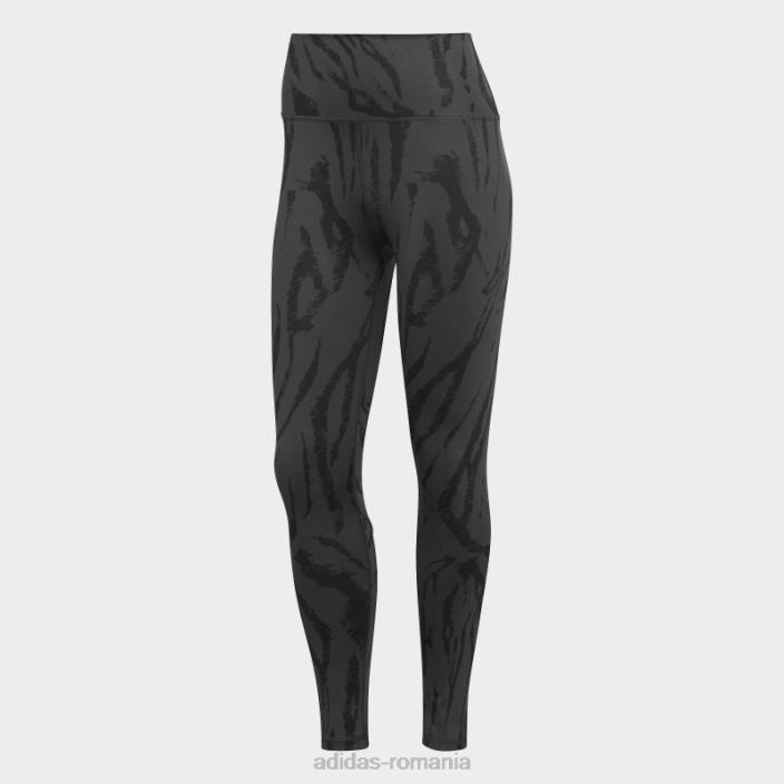 Adidas carbon optime antrenament iconi imprimeu 7/8 jambiere adidas femei carbon/negru 2JBN10605