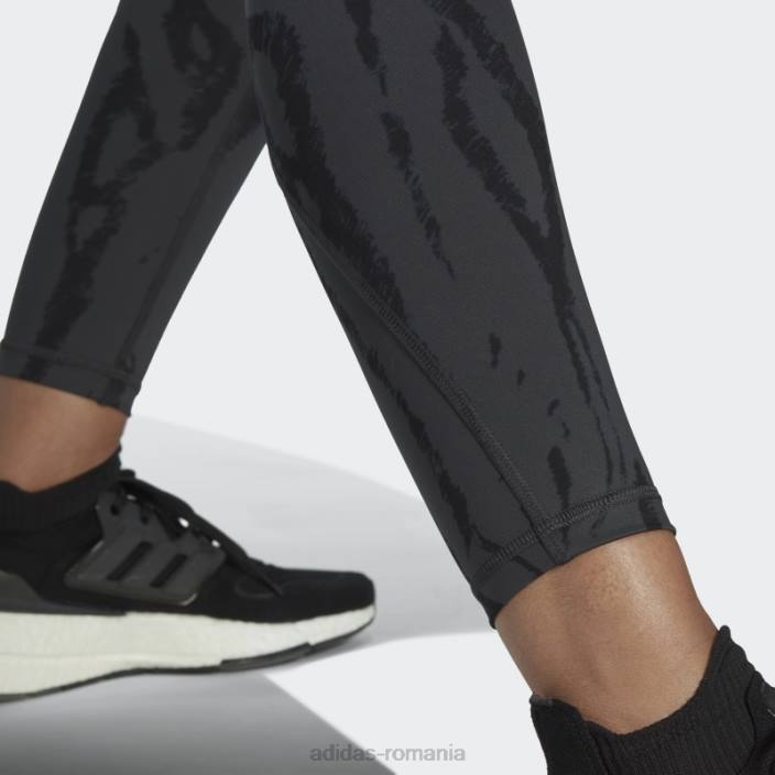 Adidas carbon optime antrenament iconi imprimeu 7/8 jambiere adidas femei carbon/negru 2JBN10605