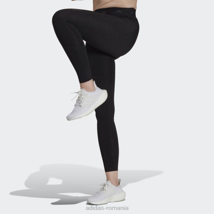 Adidas colanți negri melange techfit periați pe toată lungimea femei melange negru 2JBN17542