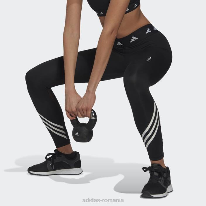 Adidas colanți negri techfit 3 dungi la modă femei negru 2JBN2265