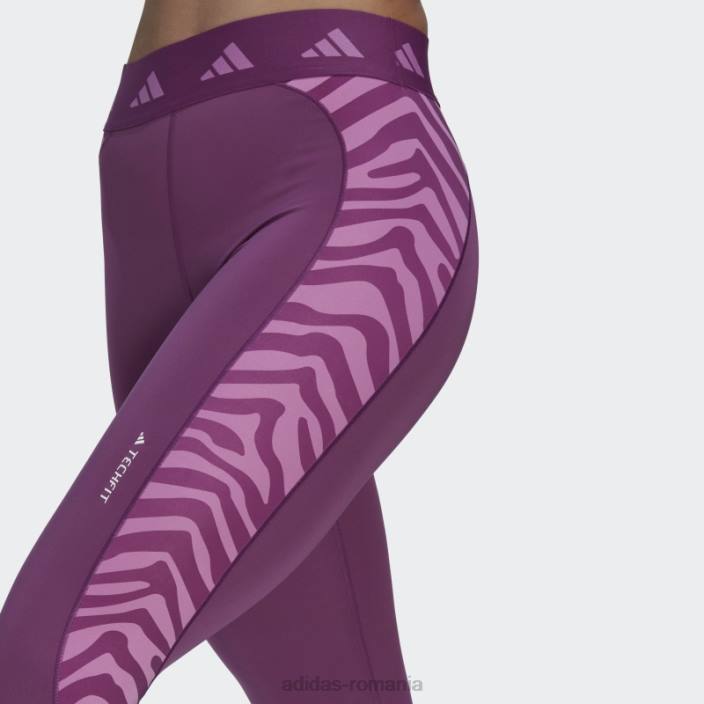 Adidas colanți zebră 7/8 cu talie înaltă hyperglam techfit mov bogat femei mov bogat 2JBN2825
