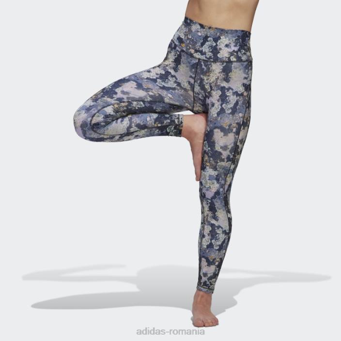 Adidas colanti de yoga studio 7/8 tint albastru femei nuanță albastră/carbon/negru 2JBN10626