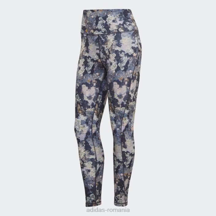 Adidas colanti de yoga studio 7/8 tint albastru femei nuanță albastră/carbon/negru 2JBN10626