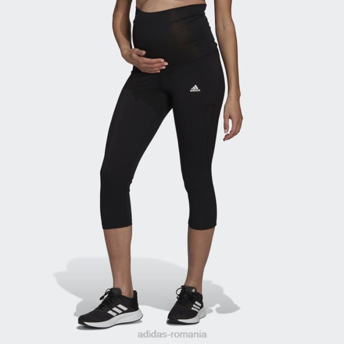 Adidas conceput pentru a muta 3/4 colanti sport (maternitate) negri femei alb negru 2JBN10574