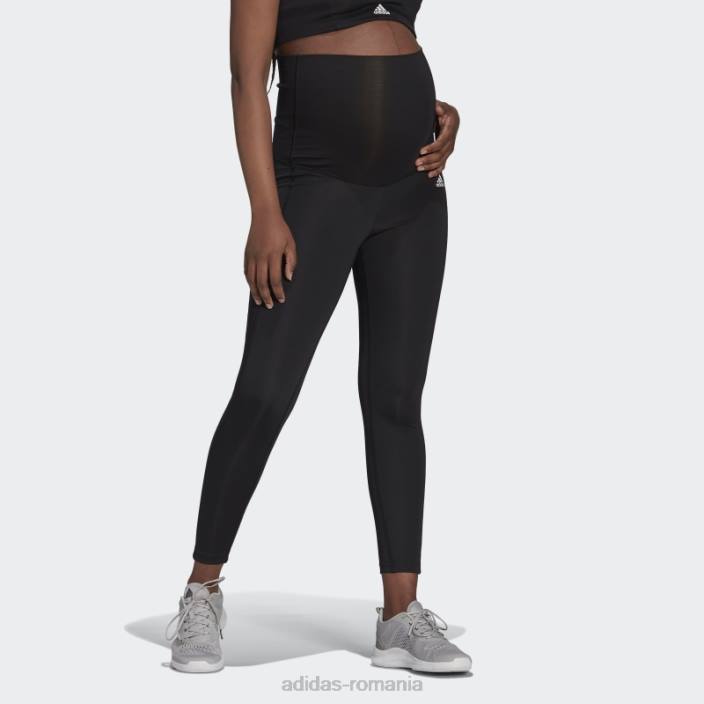 Adidas conceput pentru a muta colanti sport 7/8 (maternitate) negri femei alb negru 2JBN10478