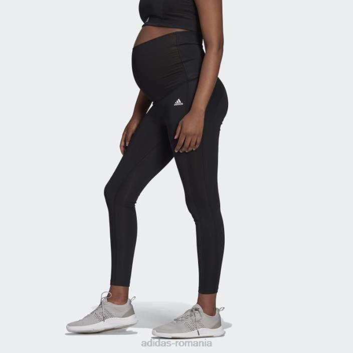Adidas conceput pentru a muta colanti sport 7/8 (maternitate) negri femei alb negru 2JBN10478