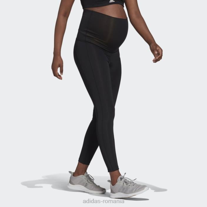 Adidas conceput pentru a muta colanti sport 7/8 (maternitate) negri femei alb negru 2JBN10478