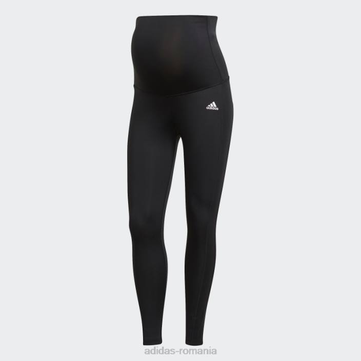 Adidas conceput pentru a muta colanti sport 7/8 (maternitate) negri femei alb negru 2JBN10478
