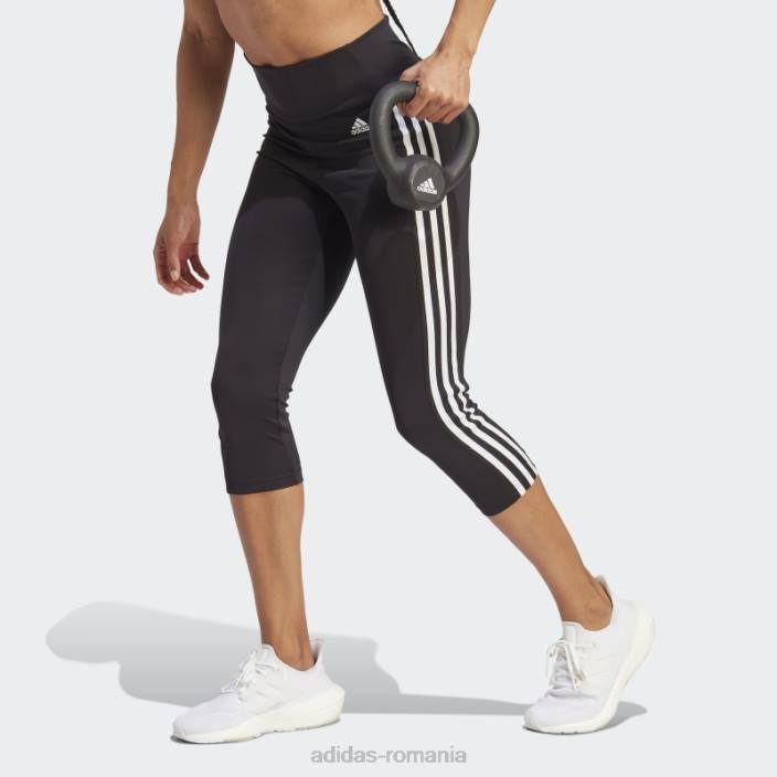 Adidas conceput pentru a muta cu talie mare 3 dungi 3/4 jambiere sport alb elegant femei alb negru 2JBN3731