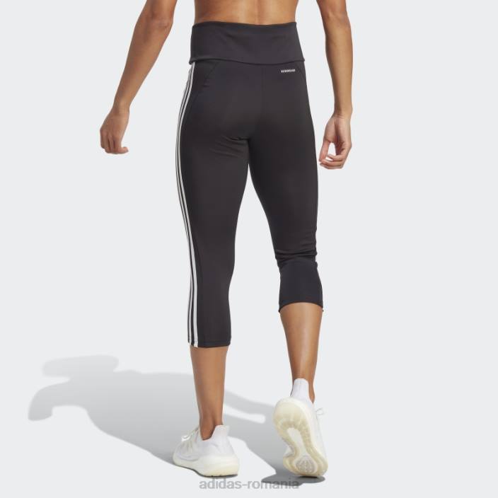 Adidas conceput pentru a muta cu talie mare 3 dungi 3/4 jambiere sport alb elegant femei alb negru 2JBN3731