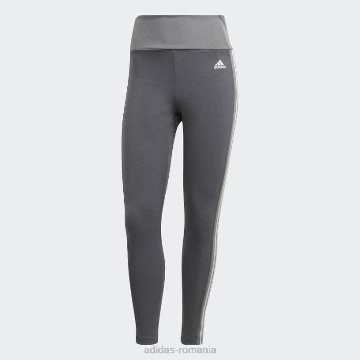 Adidas concepute pentru a muta colanți sport 7/8 cu talie înaltă, cu 3 dungi, gri închis, negru femei gri închis alb/cai 2JBN8846