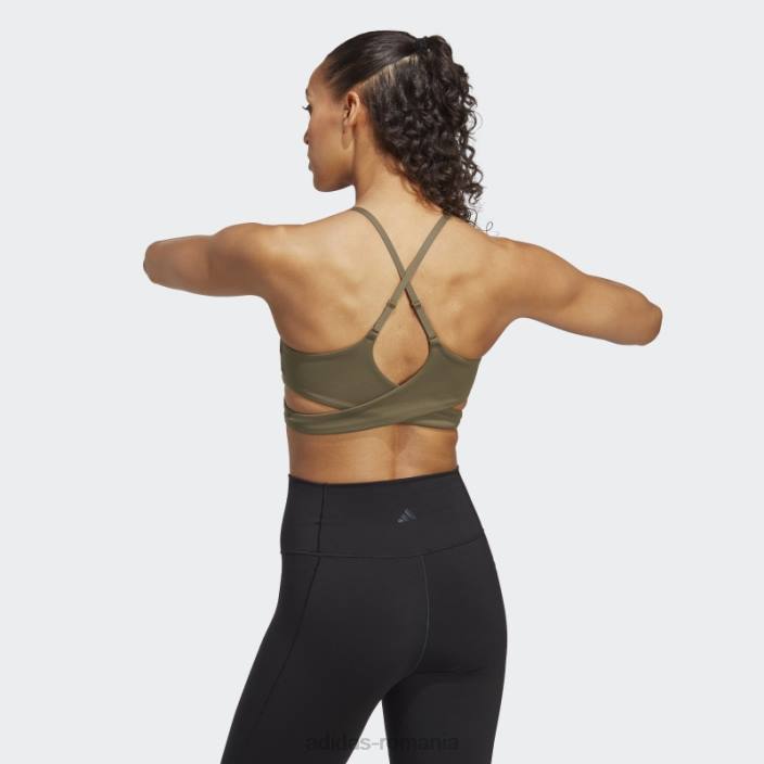Adidas fashion olive yoga studio sutien cu paragate cu susținere ușoară femei măsline 2JBN16882
