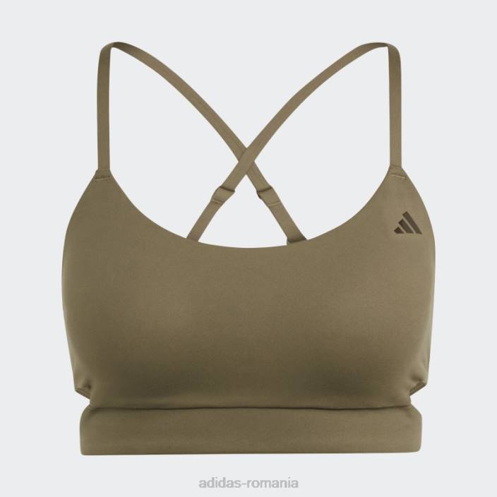Adidas fashion olive yoga studio sutien cu paragate cu susținere ușoară femei măsline 2JBN16882