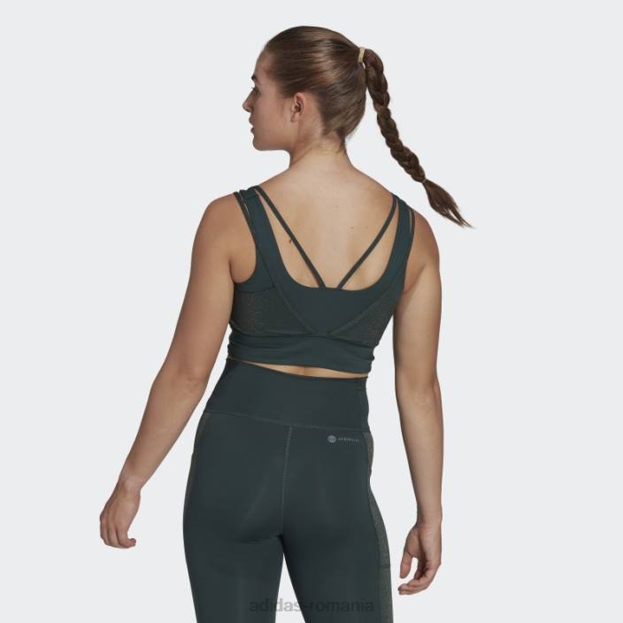 Adidas green powerimpact training sutien strălucitor cu suport mediu femei verde 2JBN10702