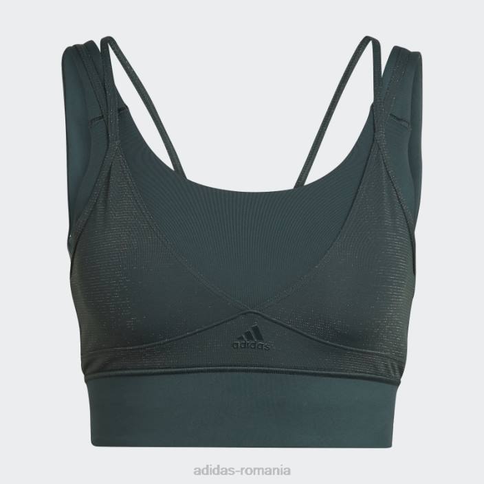 Adidas green powerimpact training sutien strălucitor cu suport mediu femei verde 2JBN10702