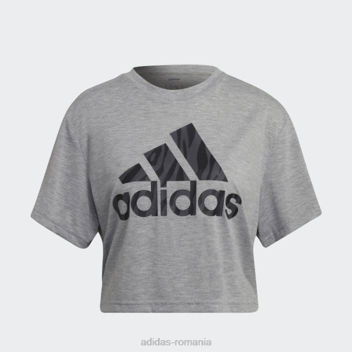Adidas gri mediu aeroready conceput pentru a muta tricou adidas cu imprimeu tigru femei gri mediu 2JBN3699