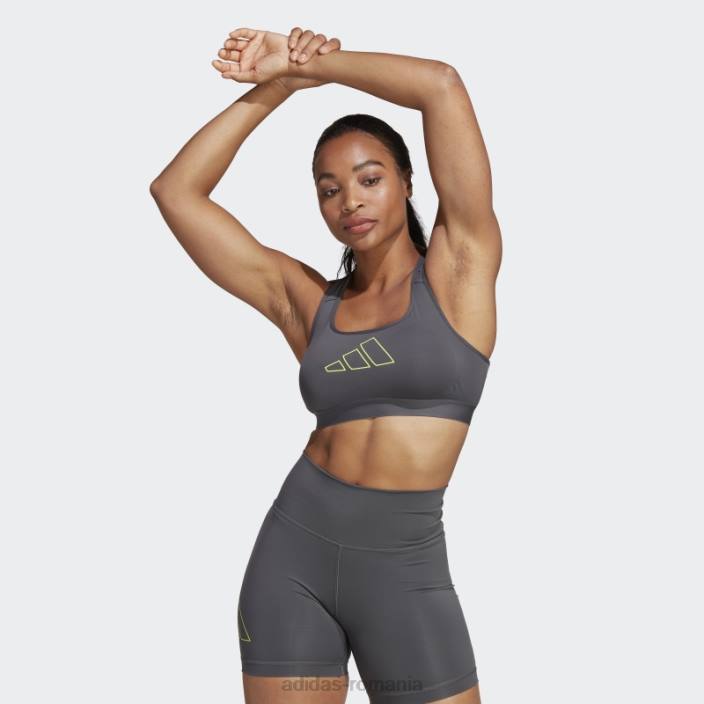 Adidas gri powerreact hyperbright cu suport mediu sutien fashion femei gri 2JBN2225