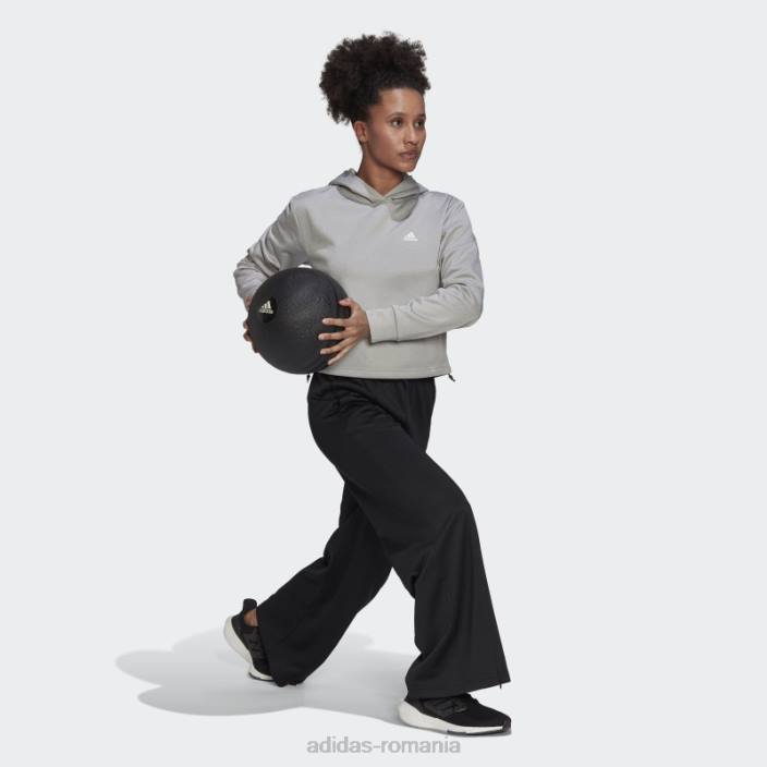 Adidas hanorac aeroready gri mediu femei gri mediu/alb 2JBN9008