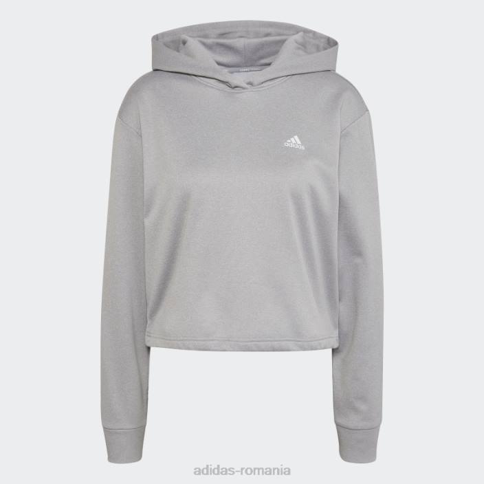 Adidas hanorac aeroready gri mediu femei gri mediu/alb 2JBN9008