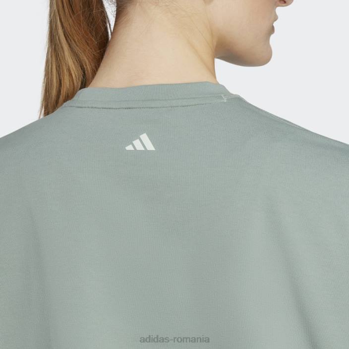 Adidas hanorac crop studio de yoga de modă argintiu verde femei verde argintiu 2JBN2327