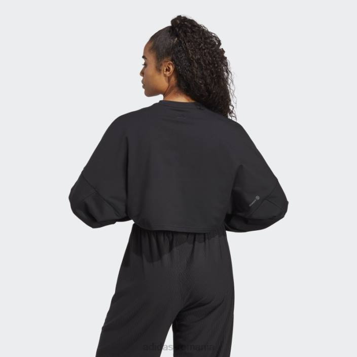Adidas hanorac crop studio de yoga negru la modă femei negru 2JBN9070