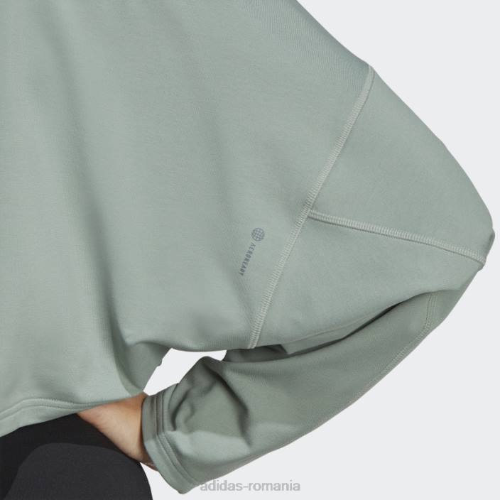 Adidas hanorac crop yoga studio verde argintiu femei verde argintiu 2JBN16970