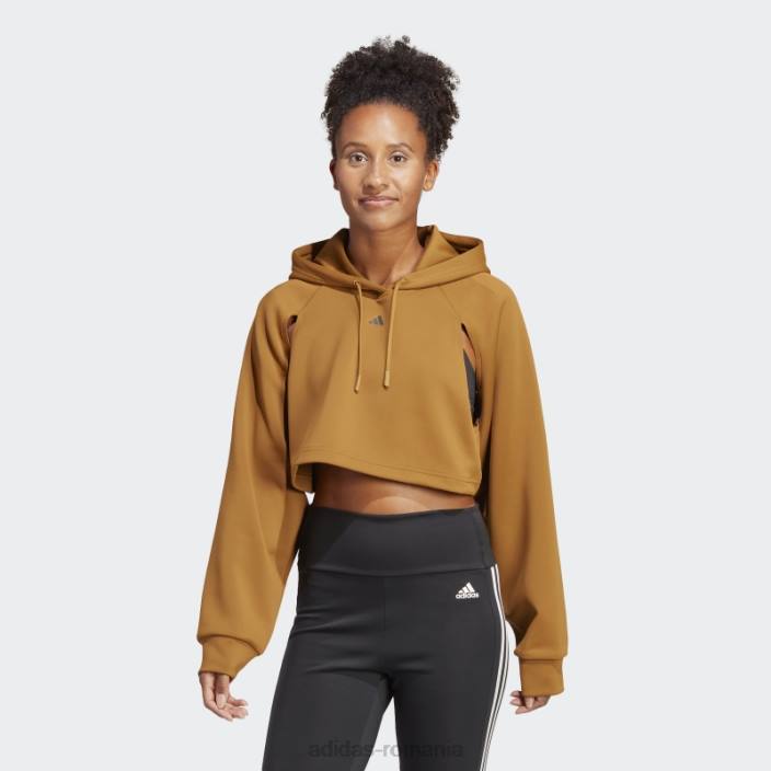 Adidas hanorac de antrenament bronz hiit aeroready crop femei bronz 2JBN9208