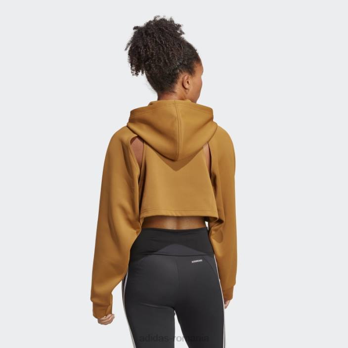 Adidas hanorac de antrenament bronz hiit aeroready crop femei bronz 2JBN9208