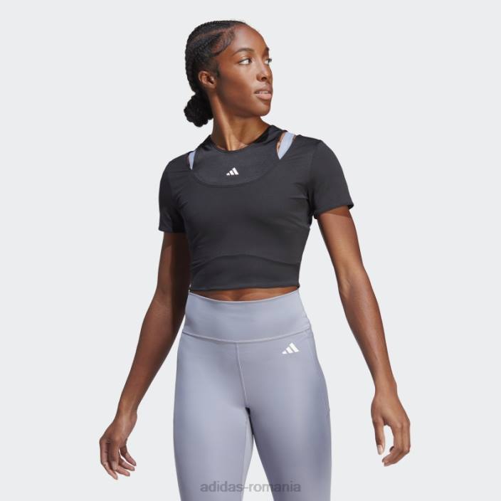 Adidas hiit aeroready crop training tricou negru femei negru 2JBN16844