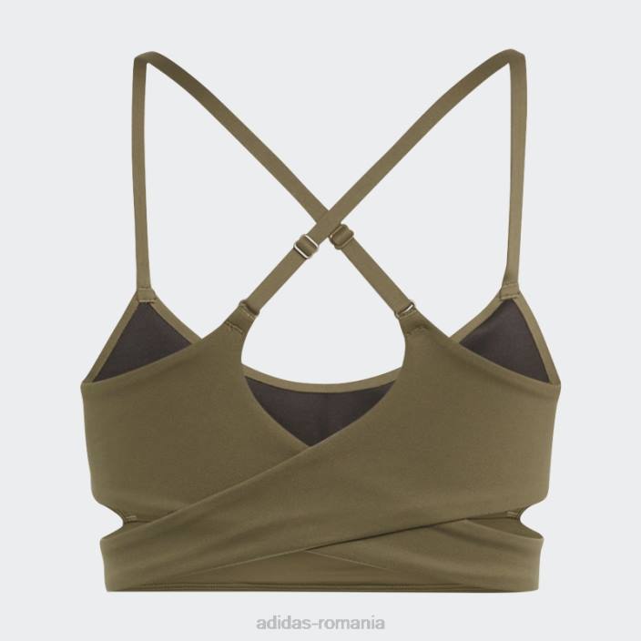 Adidas hot olive yoga studio sutien cu paragate cu susținere ușoară femei măsline 2JBN9220