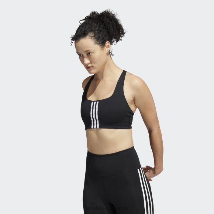 Adidas hot powerimpact training sutien mediu suport alb femei alb negru 2JBN17055