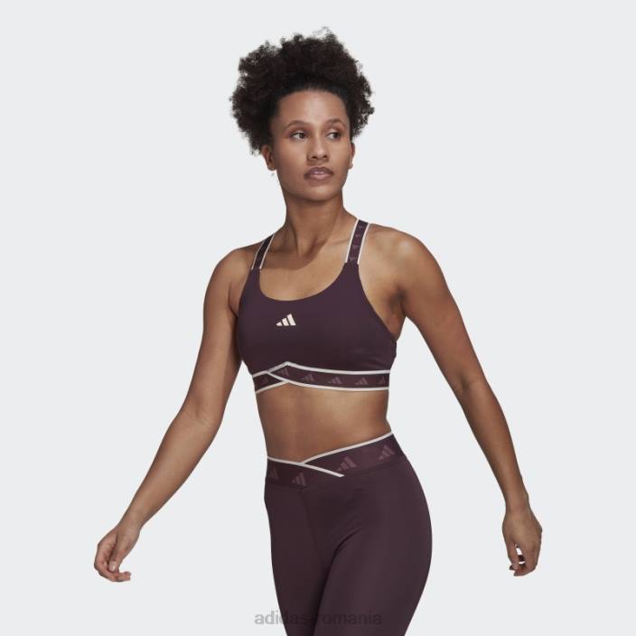 Adidas hot powerimpact training sutien mediu techfit nuanță ecru femei nuanță maro/ecru 2JBN2755