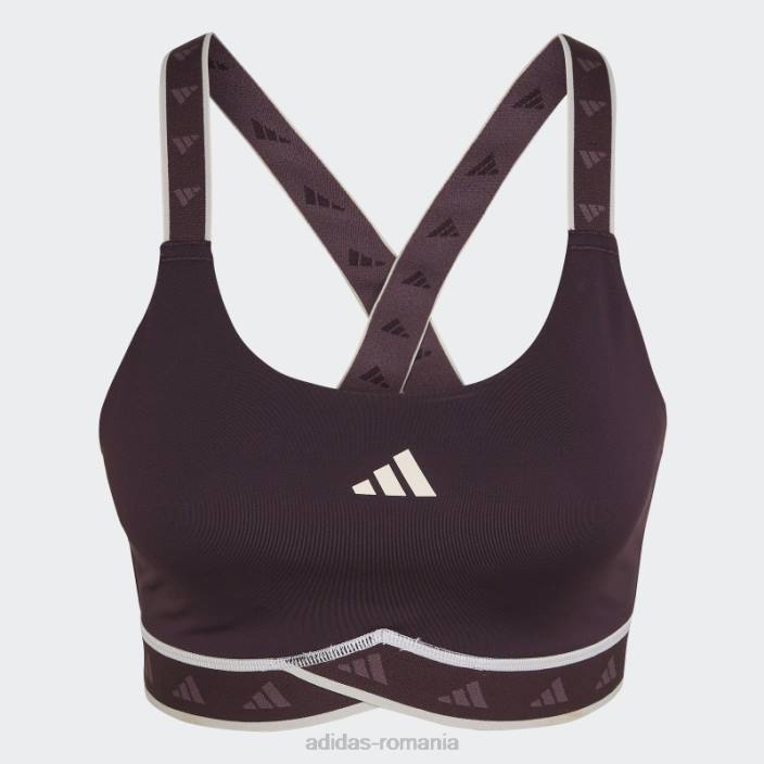 Adidas hot powerimpact training sutien mediu techfit nuanță ecru femei nuanță maro/ecru 2JBN2755
