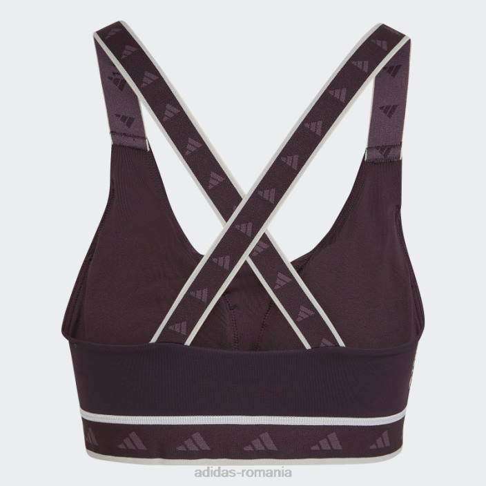 Adidas hot powerimpact training sutien mediu techfit nuanță ecru femei nuanță maro/ecru 2JBN2755
