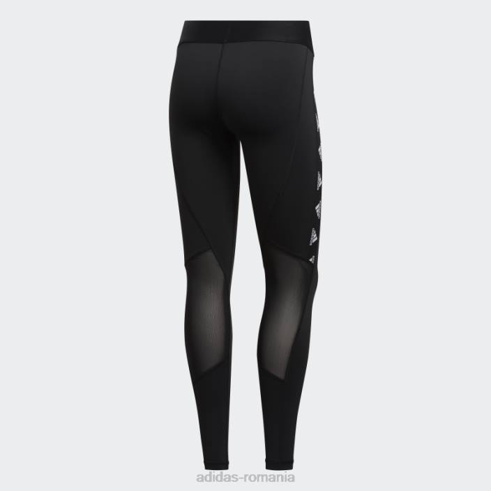 Adidas insigna alphaskin a colantilor sport negri femei alb negru 2JBN3032
