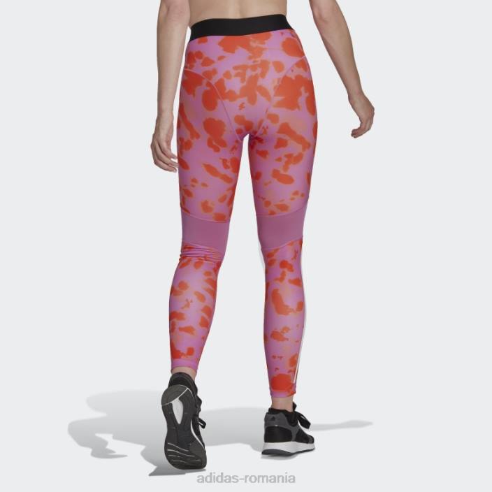 Adidas jambiere 7/8 cu imprimeu hyperglam portocaliu fashion femei liliac/portocaliu 2JBN10399