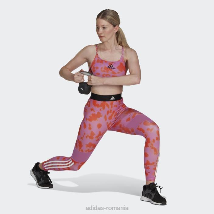 Adidas jambiere 7/8 cu imprimeu hyperglam portocaliu fashion femei liliac/portocaliu 2JBN10399