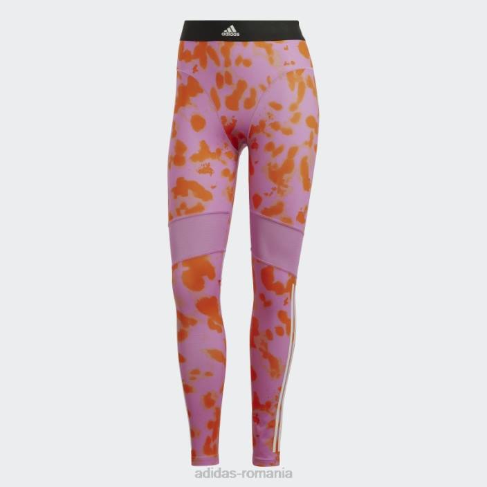 Adidas jambiere 7/8 cu imprimeu hyperglam portocaliu fashion femei liliac/portocaliu 2JBN10399