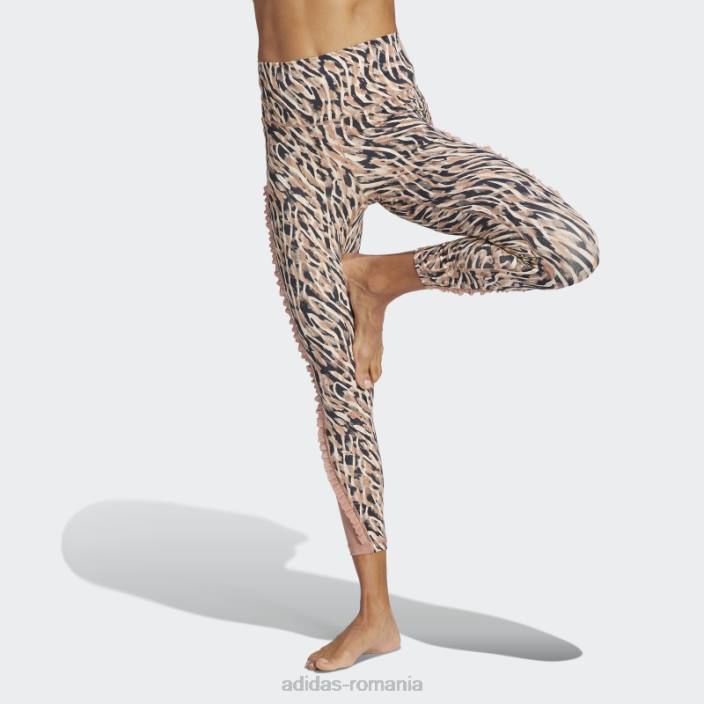 Adidas jambiere 7/8 cu tentă ecru yoga studio clash imprimeu femei nuanță ecru/taupe/argilă 2JBN9431