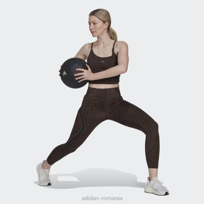 Adidas jambiere maro tlrd hiit croco luxe antrenament 7/8 femei maro/negru 2JBN2729