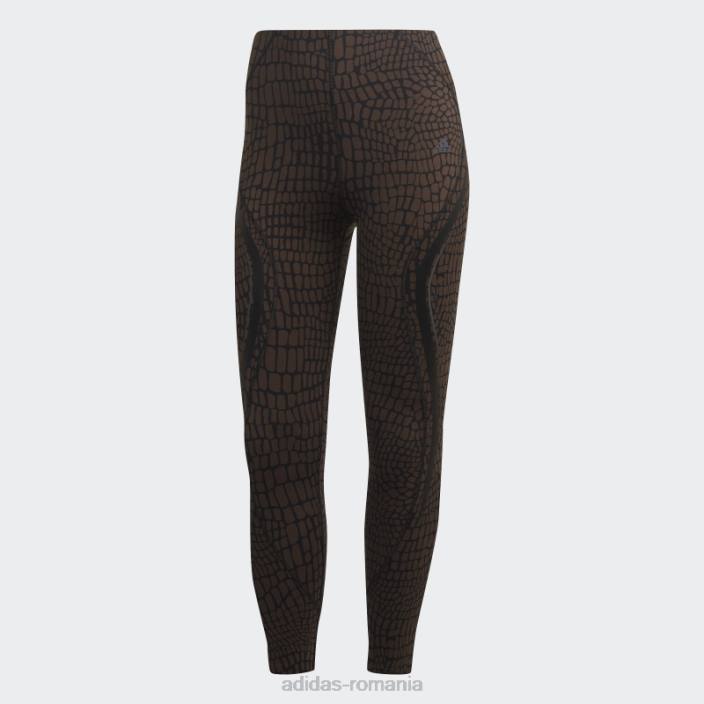 Adidas jambiere maro tlrd hiit croco luxe antrenament 7/8 femei maro/negru 2JBN2729